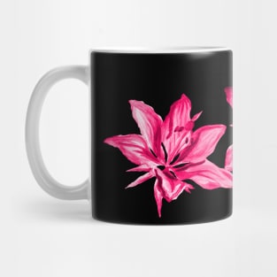 Pink Painted Watercolor Lilies Floral Mug